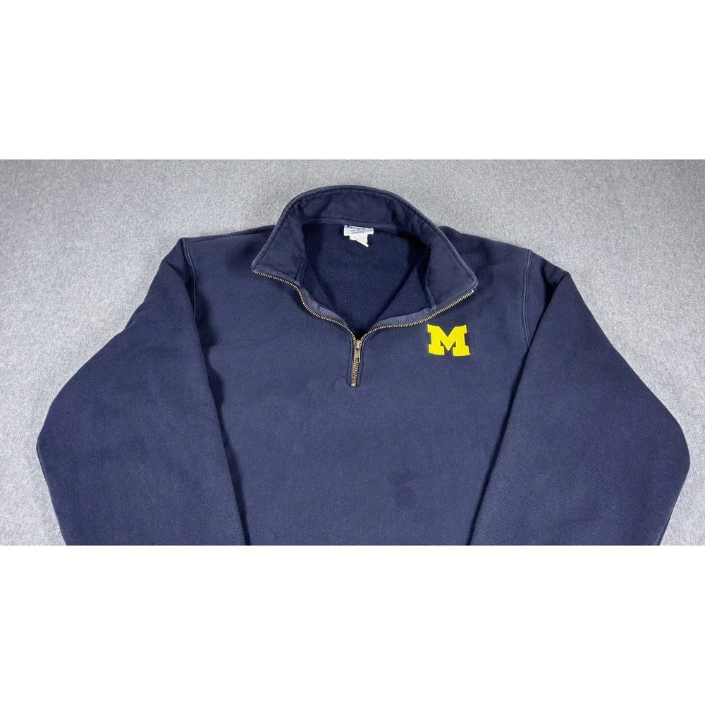 Michigan Wolverines Sweater‎ Men's XL Navy Blue 1/4 Zip